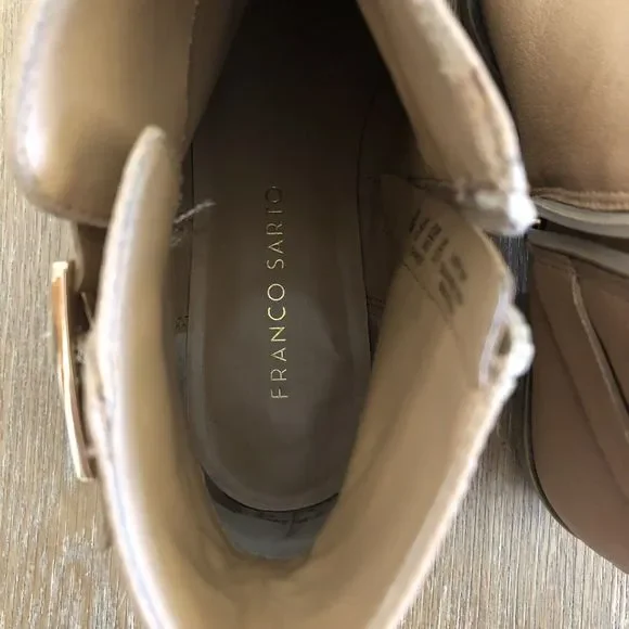 Franco Sarto Booties Womens 6.5 M Shandy Leather Boots Buckle Almond Toe Tan - Picture 11 of 16